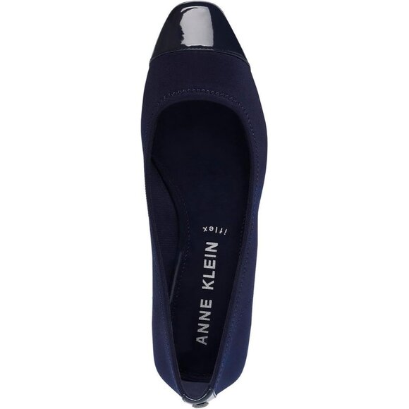 Anne Klein Womens Blue LeatherClosed Pointed ToePull-On Carlie Ballet Flat - Picture 4 of 4